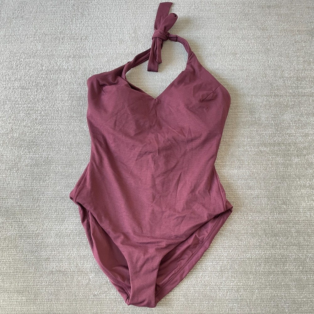 Spanx Swimsuit Women 2X Pique Shaping Halter One Piece Beach Vacation Pool Red